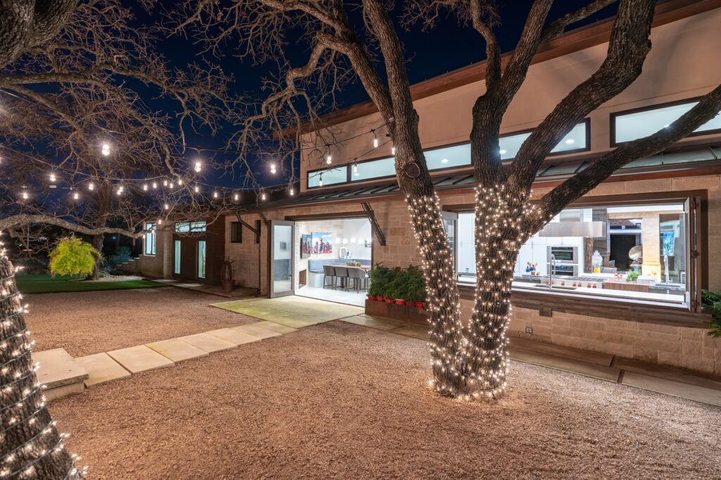 stone walkway leading to dining and kitchen