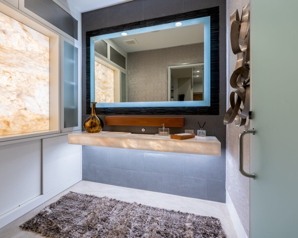 Bathroom with floating sink